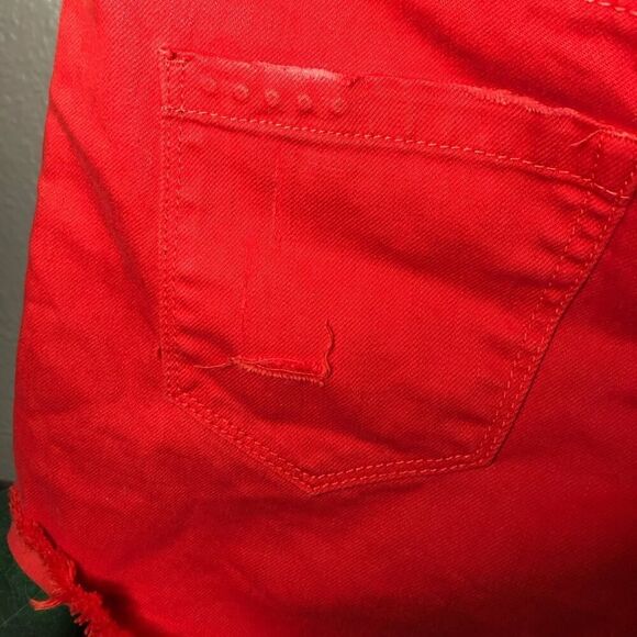 Blank NYC Red Distressed Cutoff Jean Shorts - Picture 7 of 10